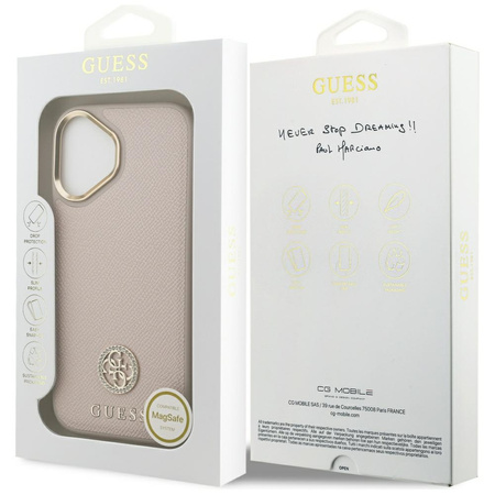 Etui Guess Grained Strass Logo MagSafe   do iPhone 17 różowy
