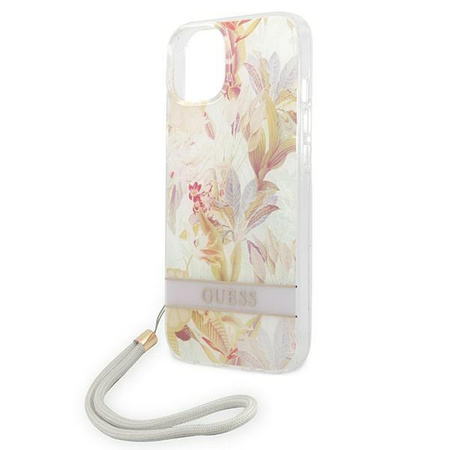 Guess GUOHCP14SHFLSU iPhone 14 6,1" fioletowy/purple hardcase Flower Strap