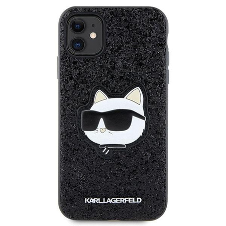 Etui Karl Lagerfeld KLHCN61G2CPK na iPhone 11 / Xr - czarne Glitter Choupette Patch
