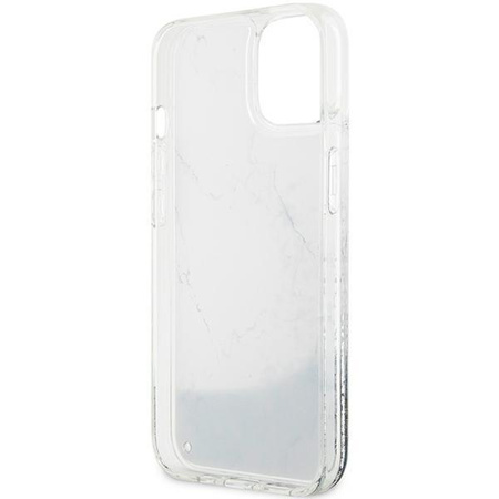 Etui Guess GUHCP14SLCSGSGH na iPhone 14 - białe Liquid Glitter Marble