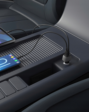 INNOSTYLE POWER ON MOCNA SZYBKA ŁADOWARKA SAMOCHODOWA DO TELEFONU 2X USB USB-C 38W CZARNA