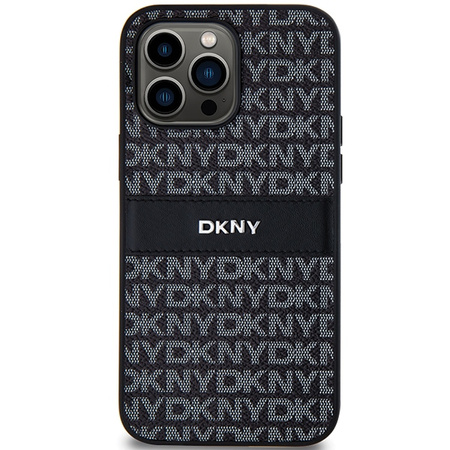 DKNY POKROWIEC HARDCASE DO IPHONE 14 PRO SKÓRA Z METALOWYM LOGO MONO STRIPE