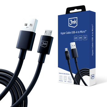 3MK KABEL USB A DO MICRO 1.2M 5V 2.4A DO SMARTFONÓW ŁADOWANIE WYSOKA JAKOŚĆ