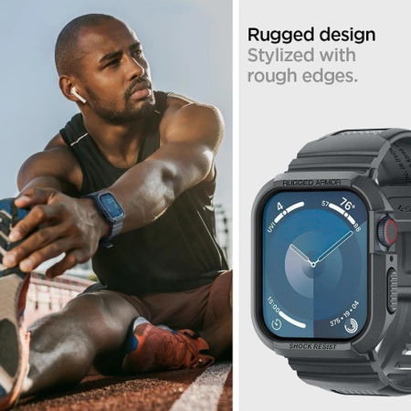 Etui Spigen Rugged Armor Pro na Apple Watch 4 / 5 / 6 / 7 / 8 / 9 / SE (44 / 45 mm) - ciemnoszare