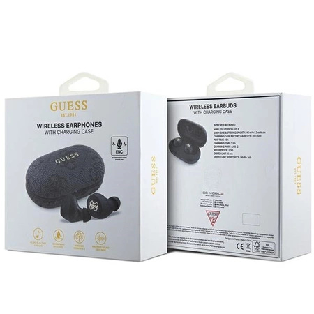 Słuchawki Bluetooth TWS Guess 4G Metal ze stacją dokującą ENC - czarne