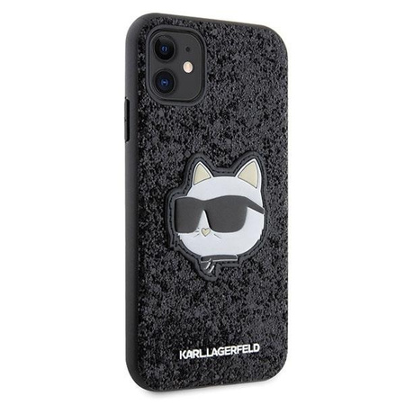 Etui Karl Lagerfeld KLHCN61G2CPK na iPhone 11 / Xr - czarne Glitter Choupette Patch
