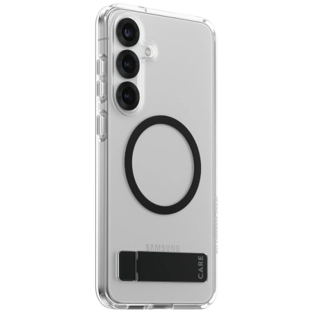 Etui CARE by PanzerGlass Feature Black Kickstand & QI do Samsung Galaxy S25+ - przezroczysty