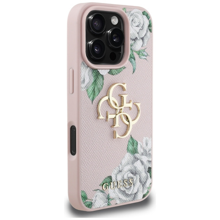 GUESS ETUI POKROWIEC GRAINED ROSES BIG 4G DO IPHONE 16 PRO MAGNETYCZNE