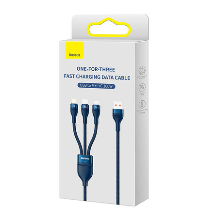 BASEUS KABEL USB 3W1 DO LIGHTNING USB-C MICRO USB 100W 1.2M DO TELEFONÓW