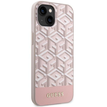 Etui Guess GUHMP14SHGCFSEP na iPhone 14 - różowe GCube Stripes MagSafe