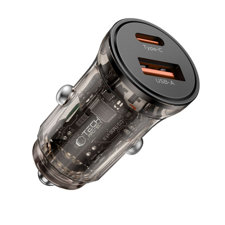 TECH-PROTECT CC01 ŁADOWARKA SAMOCHODOWA DO SMARTFONÓW 2-PORTOWA PD30W QC3.0