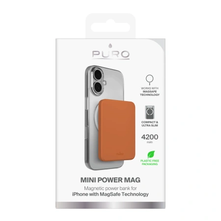 Powerbank Puro 4200mAh ultracienki kompatybilny z MagSafe USB-C - pomarańczowy