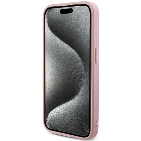 Etui Guess Saffiano Iridescent Script na iPhone 14 Pro - różowe