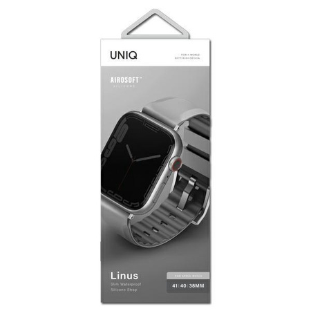 UNIQ pasek Linus Apple Watch Series 4/5/6/7/8/SE/SE2 38/40/41mm. Airosoft Silicone szary/chalk grey
