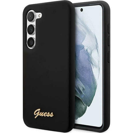 Etui Guess GUHCS23SSLSMK S23 S911 - czarne Silicone Vintage Gold Logo