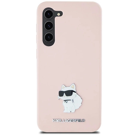 Etui Karl Lagerfeld Silicone Choupette Metal Pin na Samsung Galaxy S23 - różowe