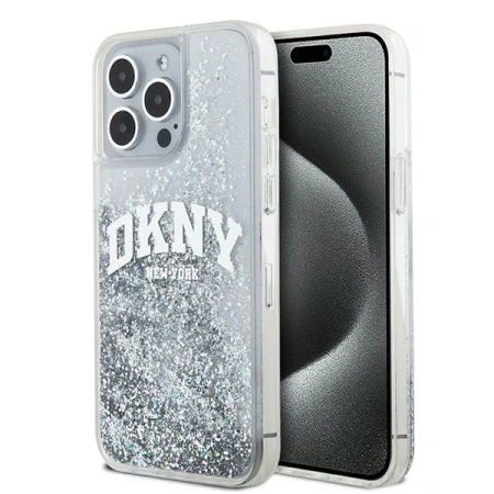 DKNY ETUI HARDCASE DO IPHONE 15 PRO 6.1 Z LOGO METALOWYM I LIQUID GLITTER