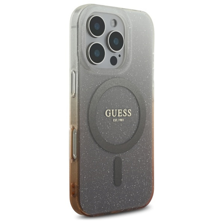 GUESS ETUI HARDCASE DO IPHONE 16 PRO 6.3 DO MAGSAFE GLITTER GRADIENT BROWN