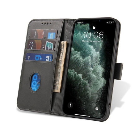 Magnet Case elegancki futerał etui pokrowiec z klapką i funkcją podstawki Motorola Moto E32 czarny