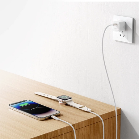 Joyroom 2 w 1 kabel lightning i ładowarka indukcyjna do Apple Watch 1.5m biały (S-IW011)