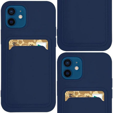 Card Case silikonowe etui portfel z kieszonką na kartę dokumenty do Samsung Galaxy A42 5G granatowy