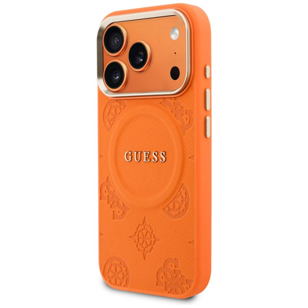 Etui Guess Peony Hot Stamp MagSafe do    iPhone 17 Pro pomarańczowy