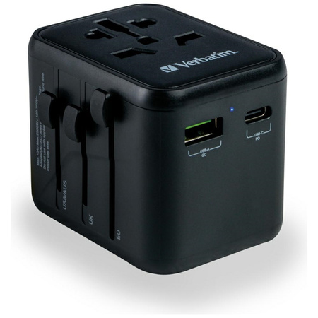 VERBATIM ADAPTER PODRÓŻNY 2xUSB-A USB-C PD 20W DO SPRZĘTU ELEKTRONICZNEGO