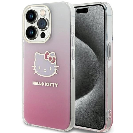 Etui Hello Kitty IML Gradient Electrop Kitty Head na iPhone 15 Pro Max - różowe