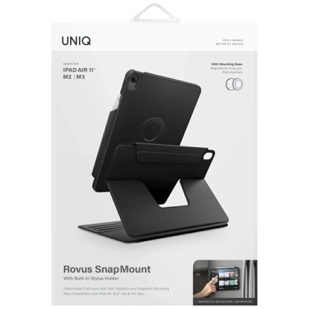Etui UNIQ Rovus Snapmount Magnetic 360 Rotating Detachable do iPad Air 11" 2024 / 2025 / iPad Air 10.9" 2020 / 2022 - czarne