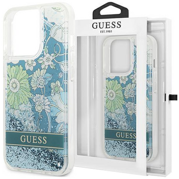 Guess GUHCP13XLFLSN iPhone 13 Pro Max 6,7" zielony/green hardcase Flower Liquid Glitter