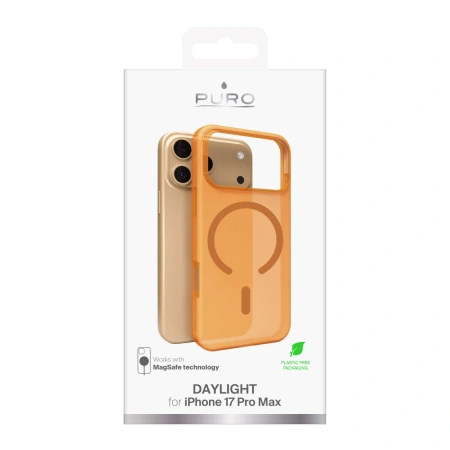Etui silikonowe Puro Daylight kompatybilne z Magsafe na iPhone 17 Pro Max - półprzezroczyste pomarańczowe