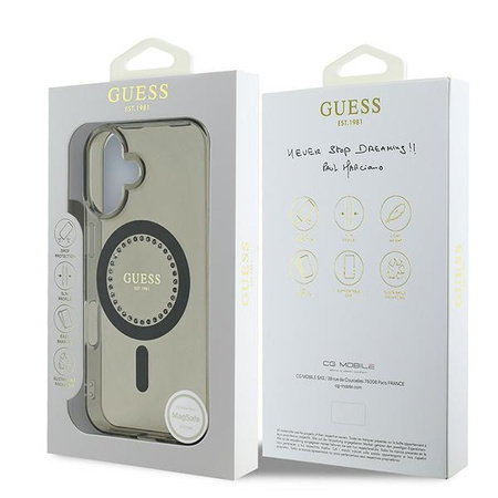 GUESS ETUI CASE DO IPHONE 16 PLUS 6.7 DO MAGSAFE RHINESTONES HARDCASE IML