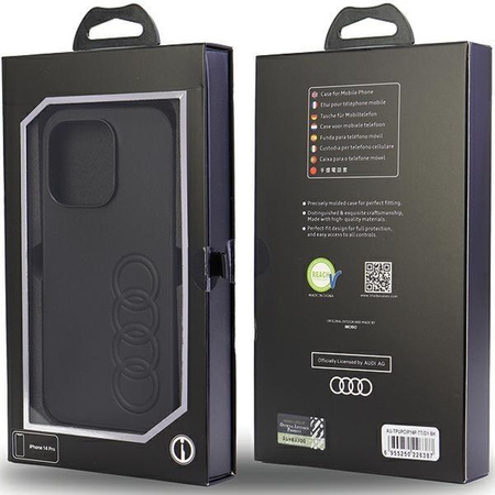 Etui Audi Synthetic Leather na iPhone 14 Pro - czarne AU-TPUPCIP14P-TT/D1-BK