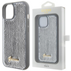 Etui Guess Sequin Script Metal na iPhone 15 - srebrne