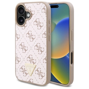 GUESS ETUI DO IPHONE 16 6.1' HARDCASE NEW 4G TRIANGLE Z METALOWYM LOGO