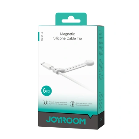 Organizer na kable Joyroom JR-ZS422 opaska silikonowa, z magnesem, zestaw 6 sztuk - biały