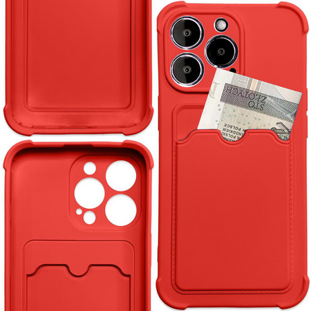 Card Armor Case etui pokrowiec do Xiaomi Redmi Note 10 / Redmi Note 10S portfel na kartę silikonowe pancerne etui Air Bag czerwony