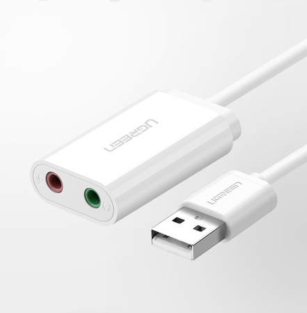 Ugreen zewnętrzna karta dźwiękowa muzyczna adapter USB - 3,5 mm mini jack 15cm czarny (30724)