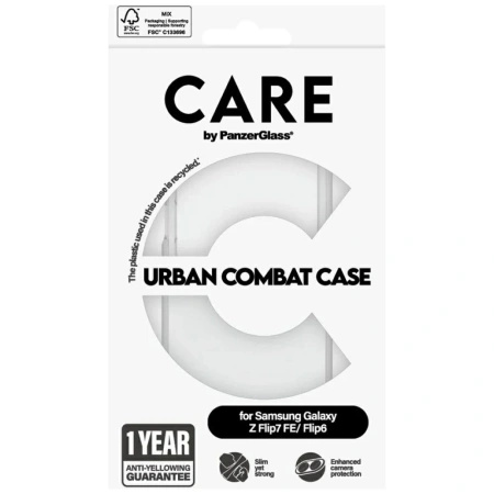 Etui CARE by PanzerGlass Flagship Urban Combat do Samsung Galaxy Z Flip 7 FE / Flip 6 - przezroczyste