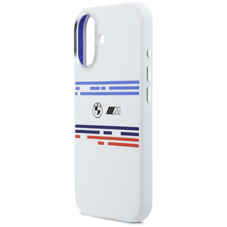 Etui BMW M Silicon Horizontal Line       MagSafe do iPhone 17 biały