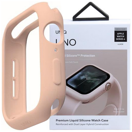 UNIQ etui Lino Apple Watch Series 4/5/6/SE 44mm. różowy/blush pink