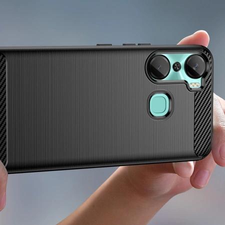 Carbon Case etui do Infinix Hot 12 Pro elastyczny silikonowy karbonowy pokrowiec czarne