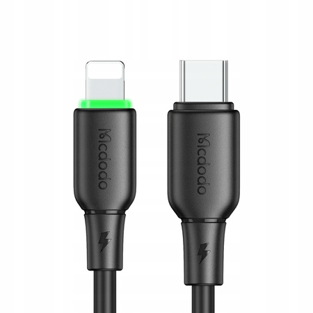 MCDODO CHARGER USB-C LIGHTNING FAST CHARGING CABLE FOR IPHONE 1M LED BLACK