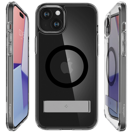 Etui Spigen Ultra Hybrid S MagSafe z podstawką do iPhone 15 - czarne