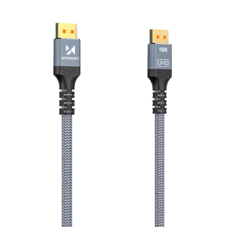 Kabel Wozinsky WPS-16AYL2S DisplayPort 2.1 Certyfikowany VESA 80 Gb/s 16K@60Hz 8K@120Hz 4K@240Hz HDR HDCP DSC 2m - czarny