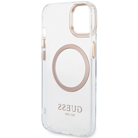Guess GUHMP15MHTRMD iPhone 15 Plus/ 14 Plus 6.7 złoty/gold hard case Metal Outline Magsafe