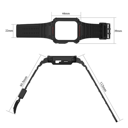 Protect Strap Band opaska z etui do Apple Watch 7 / 6 / 5 / 4 / 3 / 2 / SE (45 / 44 / 42mm) obudowa pancerny pokrowiec na zegarek różowy