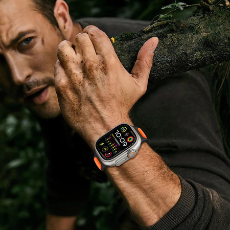 TECH-PROTECT ICONBAND LINE APPLE WATCH 8 / 9 / 10 / 11 / SE / ULTRA (44 / 45 / 46 / 49 MM) BLACK/ORANGE