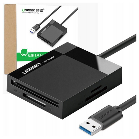 UGREEN CZYTNIK KART USB 3.0 SD MICRO SD MS DO KOMPUTER LAPTOP CZARNY 05M
