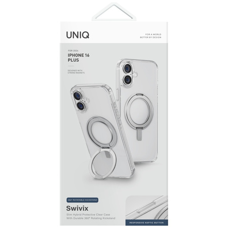 UNIQ ETUI SWIVIX DO IPHONE 16 PLUS 360 STOPNIOWE Z KICKSTAND PRZEZROCZYSTE
